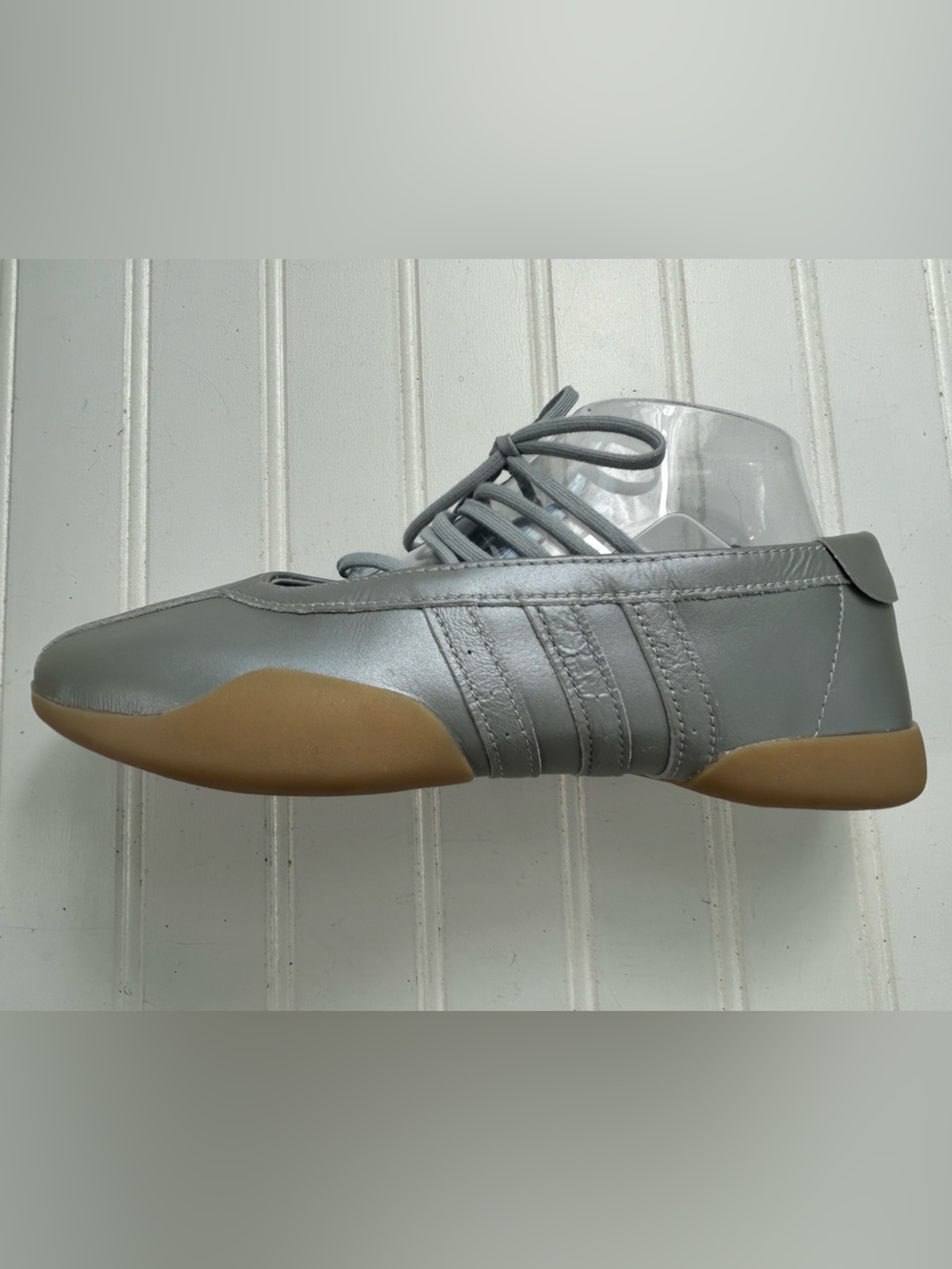 Adidas Sneakers Taekwondo Mei Ballet Gray Silver Leather Lace-Up Size 7.5 NEW - Picture 5 of 11